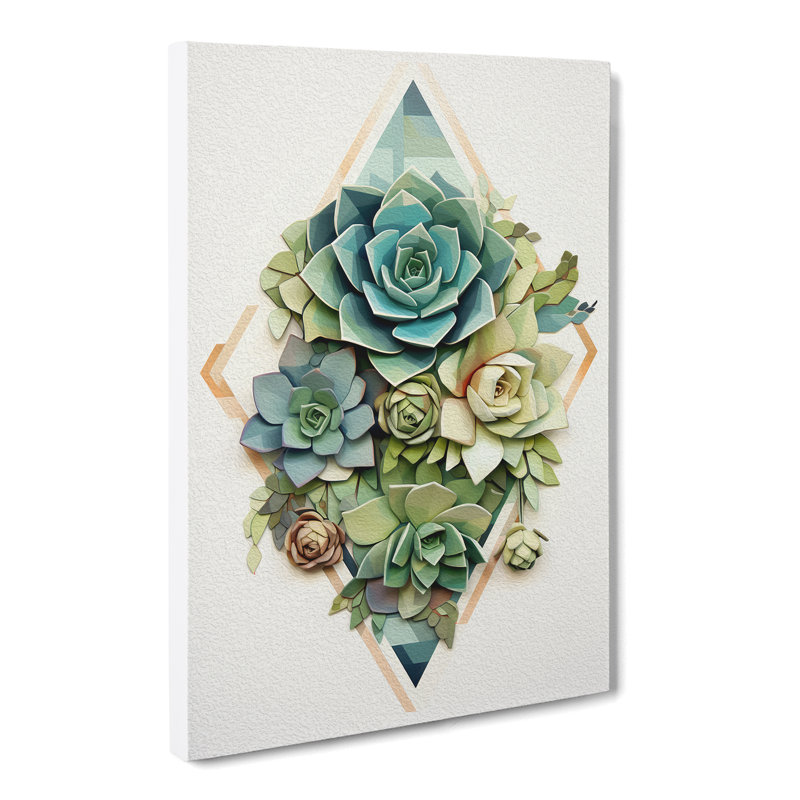 Succulent Geometric - No Frame Print, 50cm H x 35cm W x 3cm D
