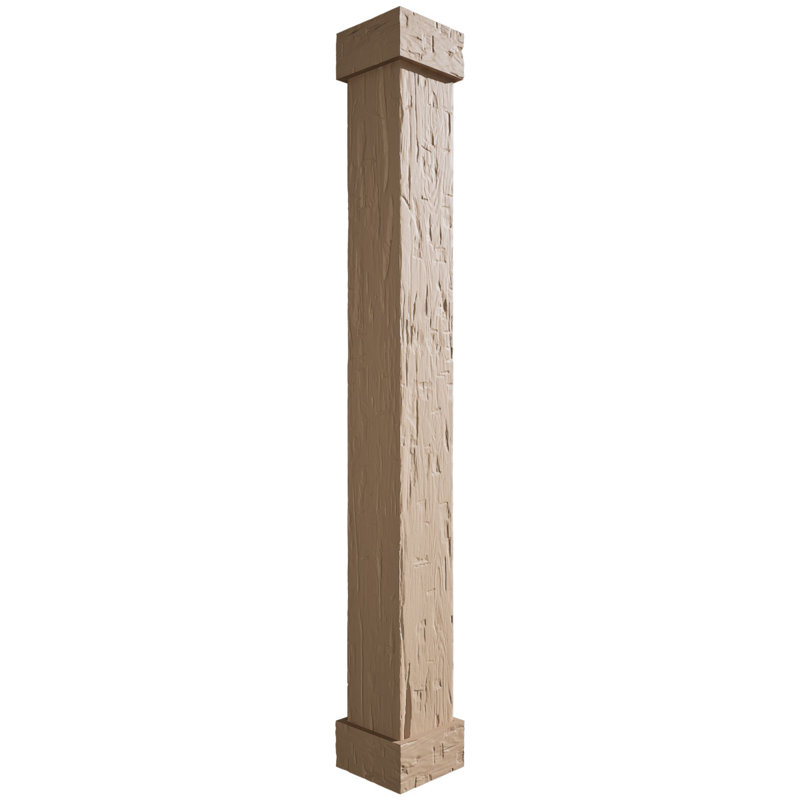 Enveloppe de colonne carrée Timberthane, H 216 po x l 16 po x P 16 po, Standard standard et base, Taillé à la main