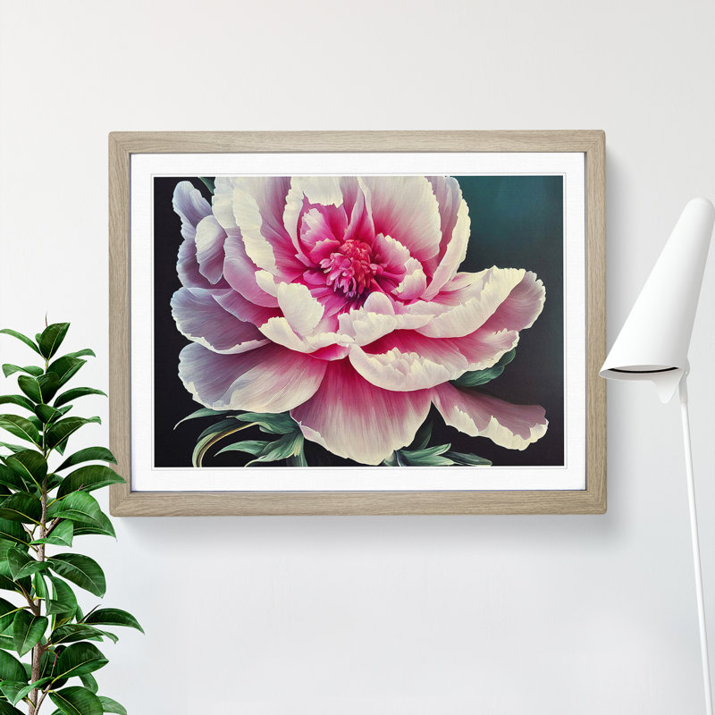 Dazzling Peony Flower - Framed Print, Oak Framed, 25cm H x 34cm W x 2cm D