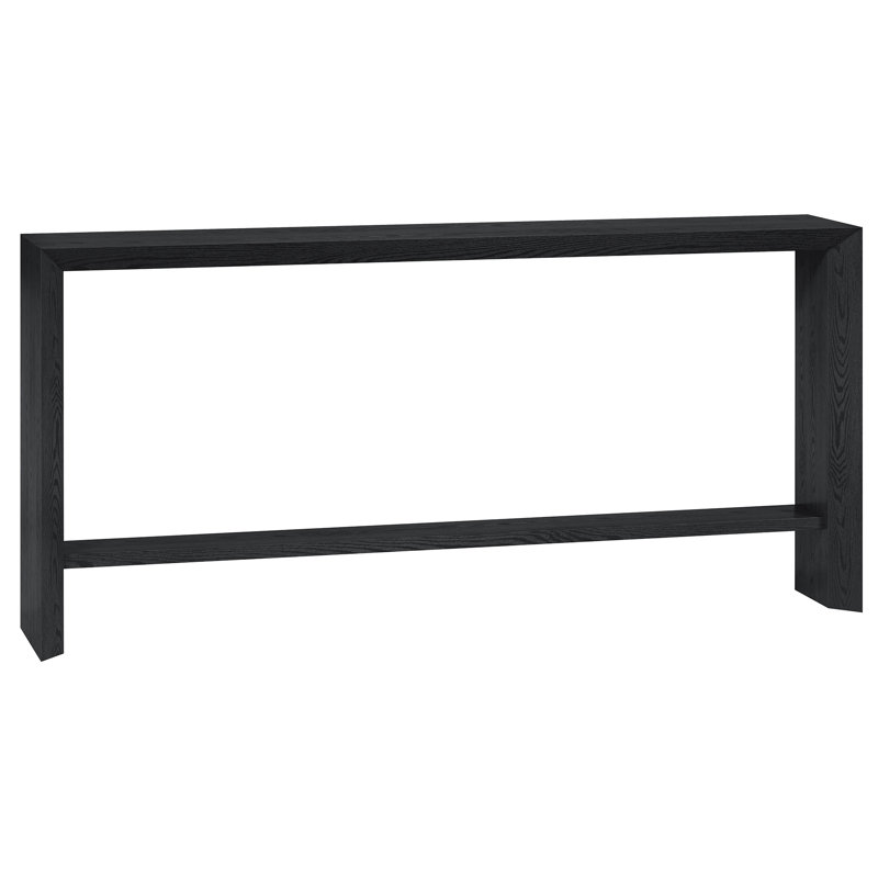 Osman Rectangular Console Table in Antiqued Gray Oak, Black, 30" H x 64" W x 11.63" D