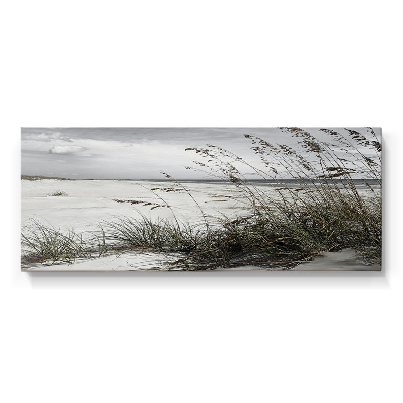 Avoine de mer neutre - Toile tendue avec châssis - Prêt à accrocher, H 16 po x l 40 po