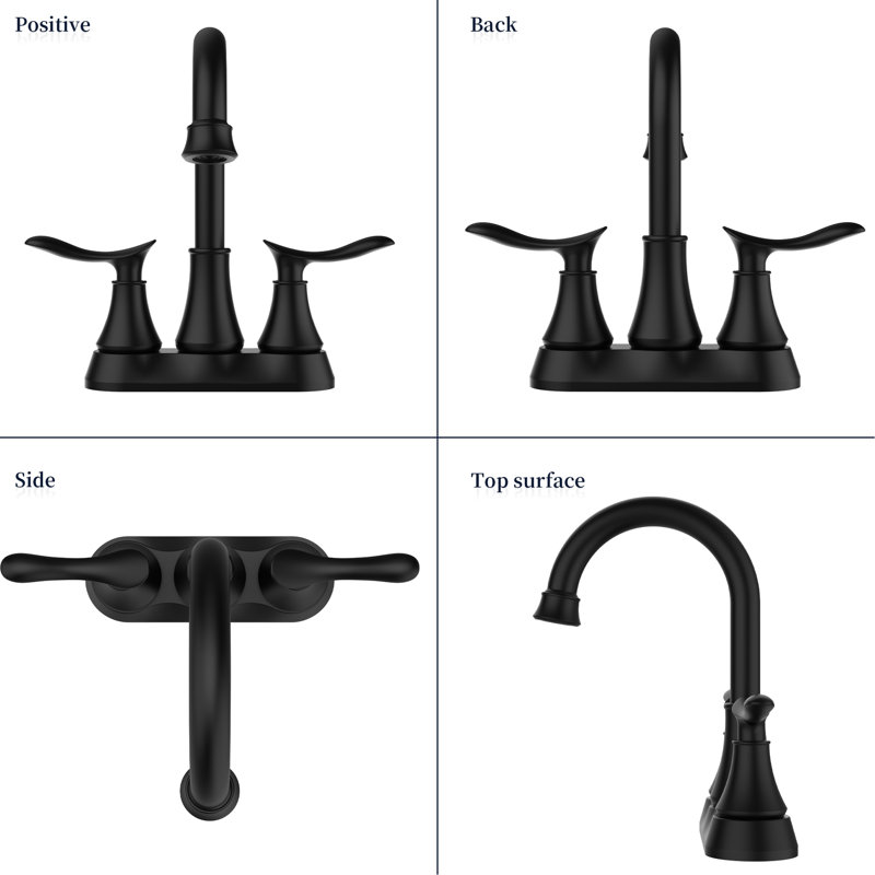 2 robinets de salle de bain 2 mats noirs - 4 pouces avec bonde escamotable et boyaux à longue durée, antirouille, pour lavabo