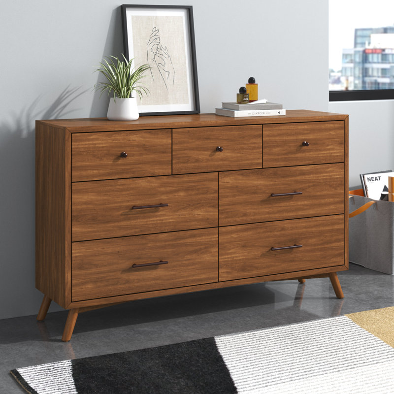 Commode double l 7 tiroirs Glenn, Cannelle