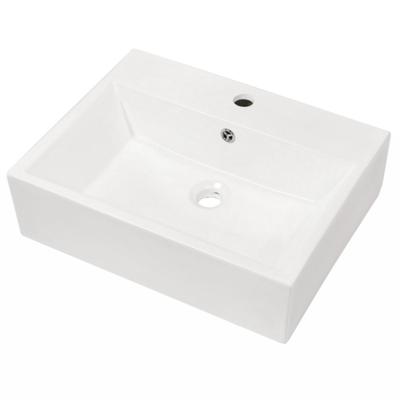 Wenty 16.3'' White Ceramic Rectangular Bathroom Sink