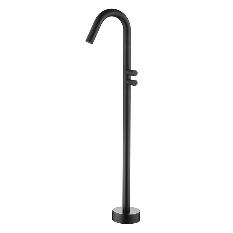 Freestanding Bathtub Faucet Set Single Handle Floor Mount Tub Filler Free Standing Tub Faucet, Matte Black
