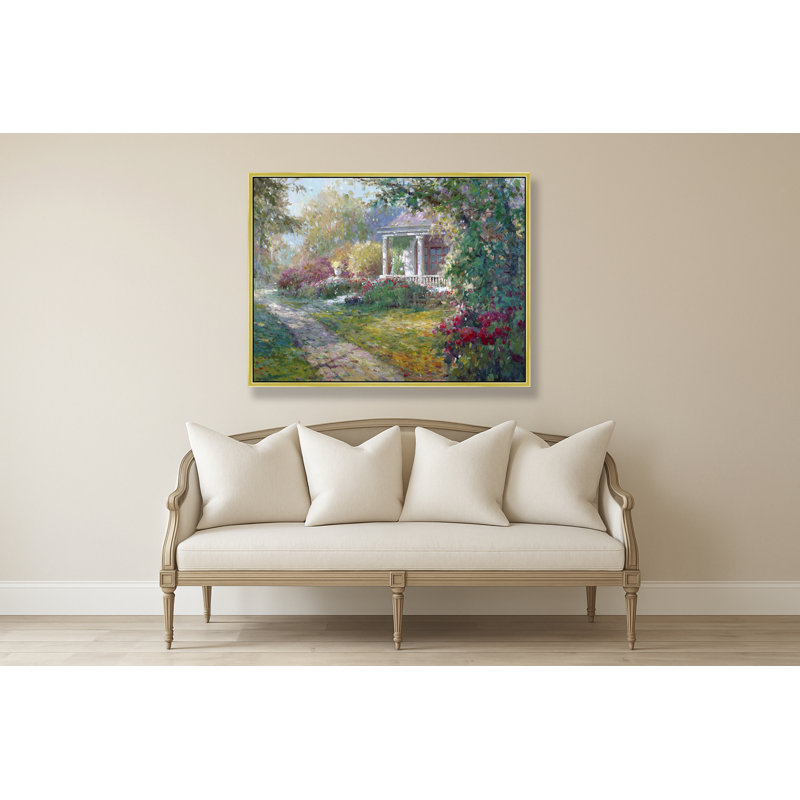Porch Of Blooming Shadows Print, 26" H x 38" W, Gold