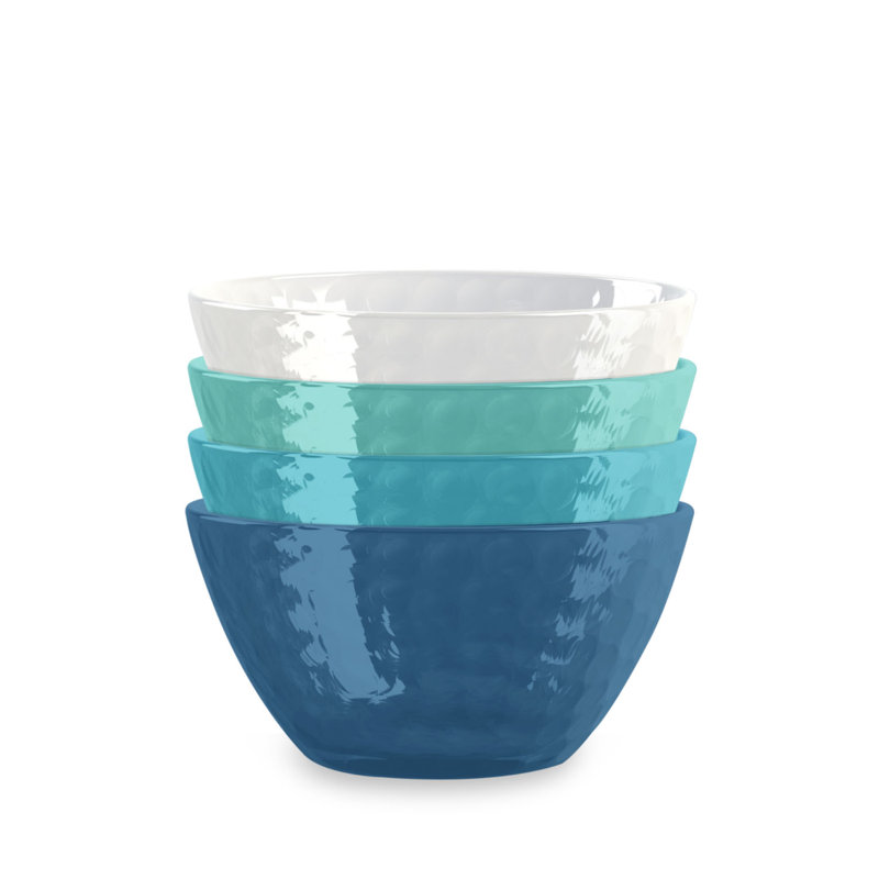 Bol à céréales martelé, bleu, ensemble de 4