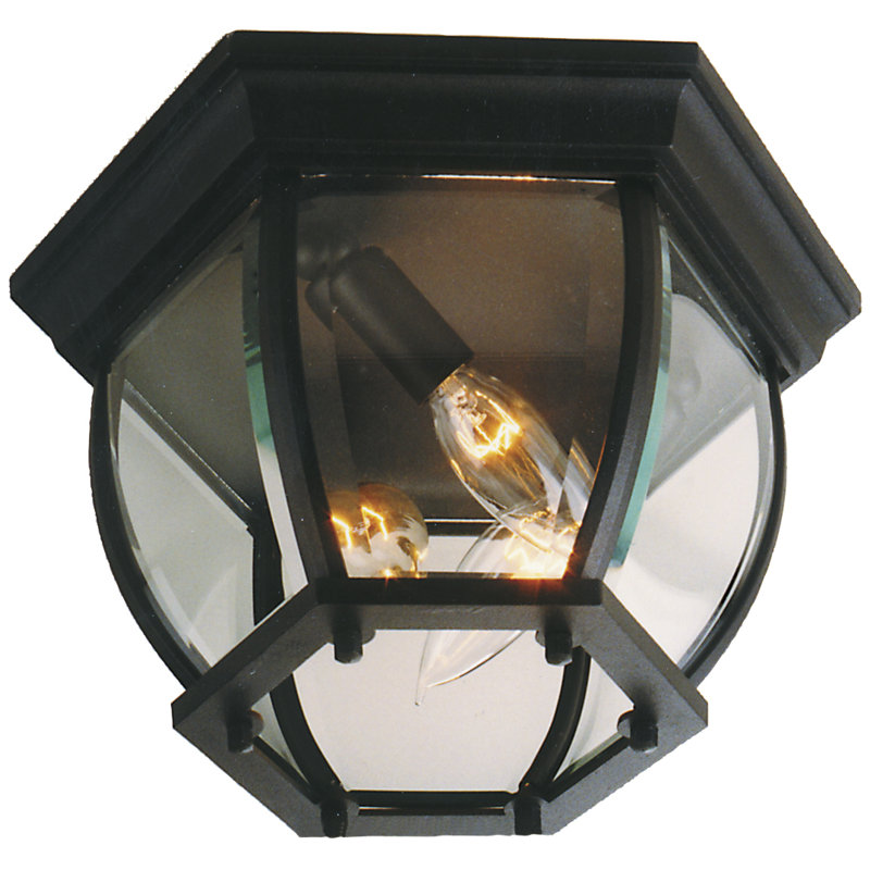 Bent Glass 3 - Bulb Outdoor Flush Mount, Matte Black