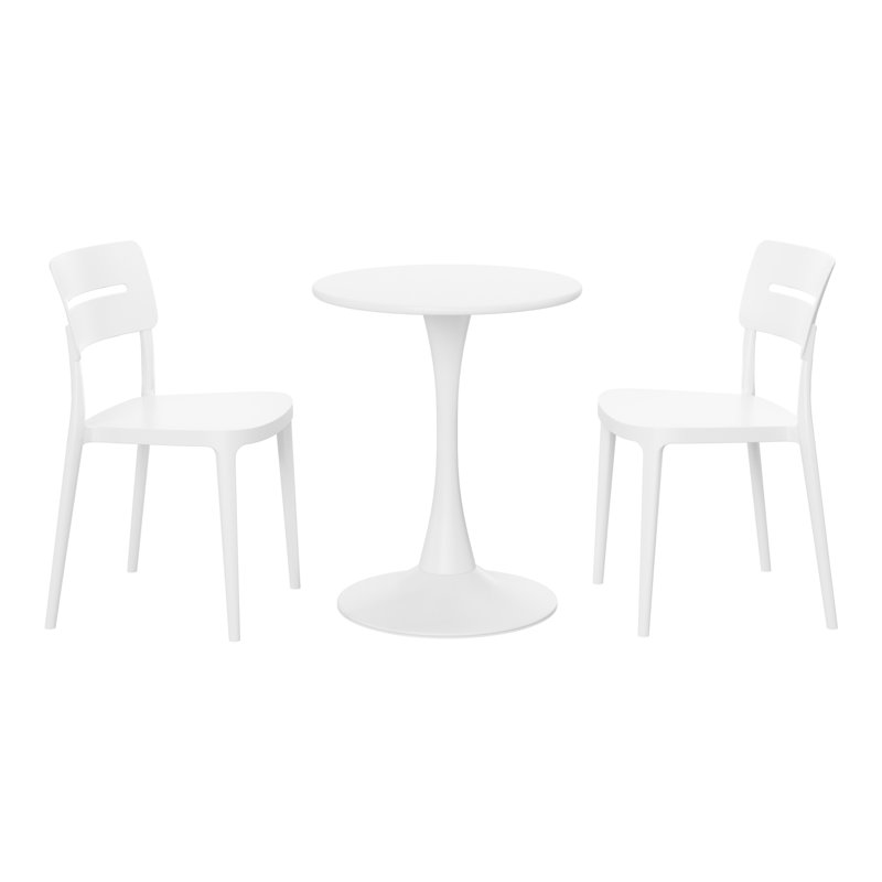 2-Person Outdoor Round Dining Set, White