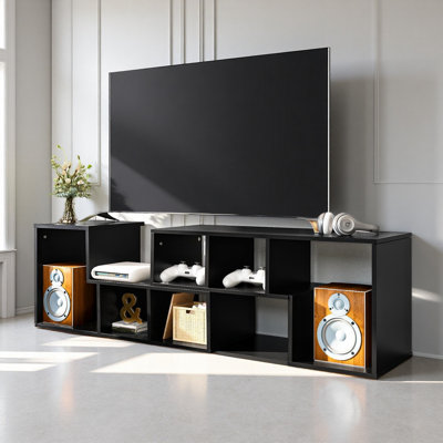 Étagère de rangement modulaire rustique - Bibliothèque ouverte et meuble télé empilable, organisateur de présentation autoportant pour salon, chambre à coucher, vestibule