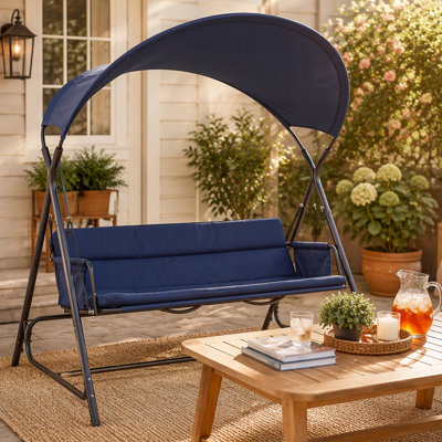 Balancelle de patio d'extérieur pour 3 personnes avec balancelle de jardin en métal robuste avec coussin