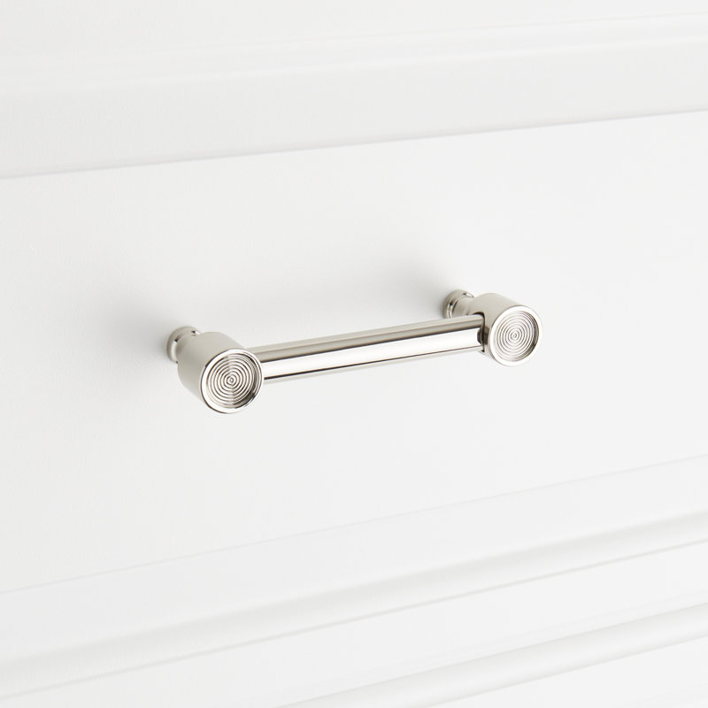 Poignée d'armoire texturée 3-3 / 4 po Orwell Radial, Polished Nickel