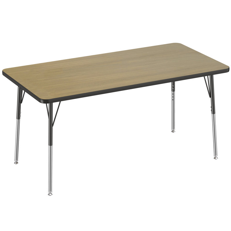 Table d'activité rectangulaire à hauteur réglable en forme de T, 24 po x 72 po, Chêne Pasadena / noir