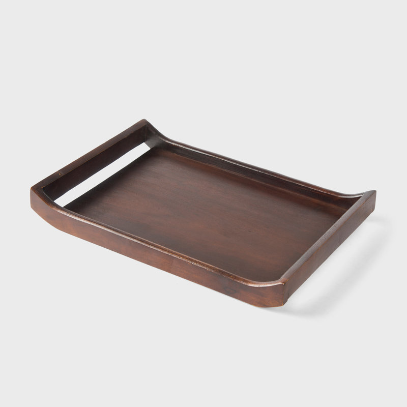 Plateau de service décoratif en bois d'acacia (ensemble de 2) 