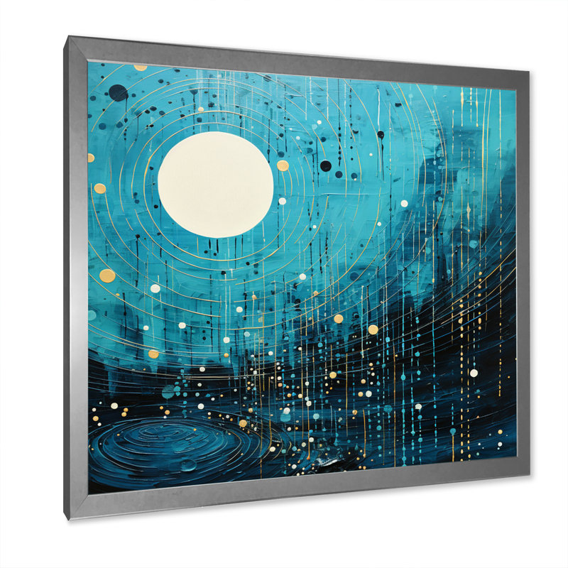 Bleu minimalisme horizon II - impression, Cadre simple argenté, H 24 po x l 24 po x P 1 po