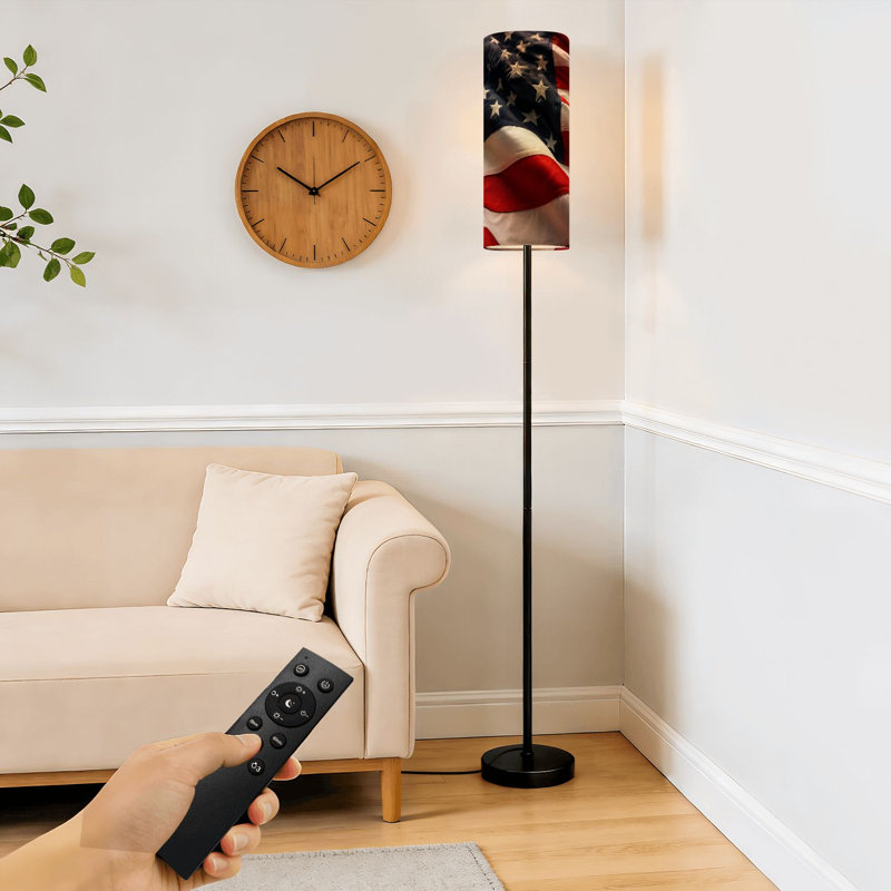 Lampe sur pied avec drapeau à vagues American