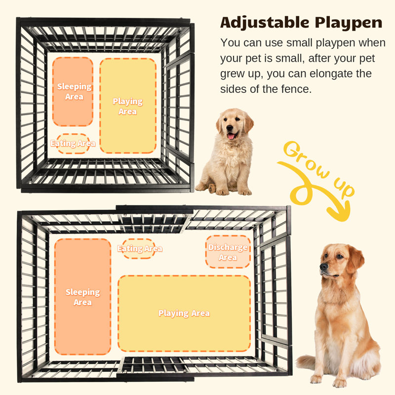 Heavy Duty Black Metal Dog Playpen with Lockable Door