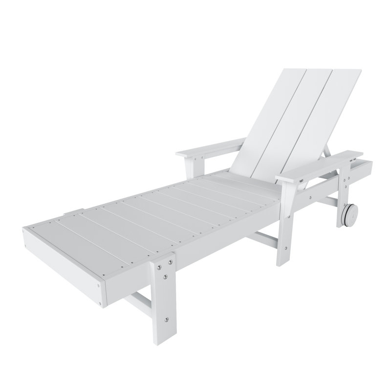 Joubert 77.6" Long Outdoor All-Weather Poly Reclining Single Chaise, White
