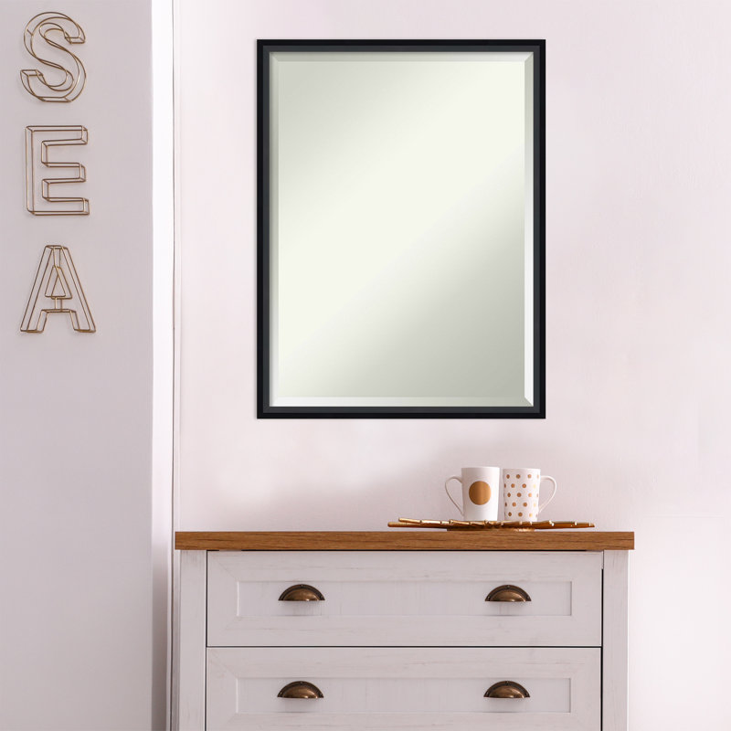 Mettawa Flat Wall Mirror, 19" x 25", Satin Black