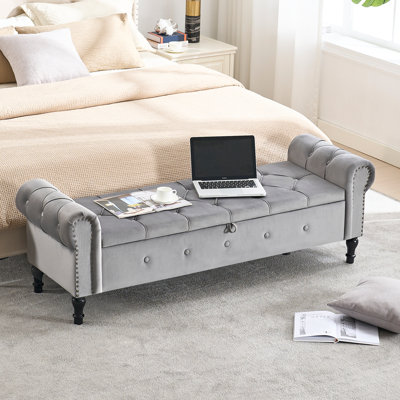 66.9‘’  Velvet Upholstered Storage Bench