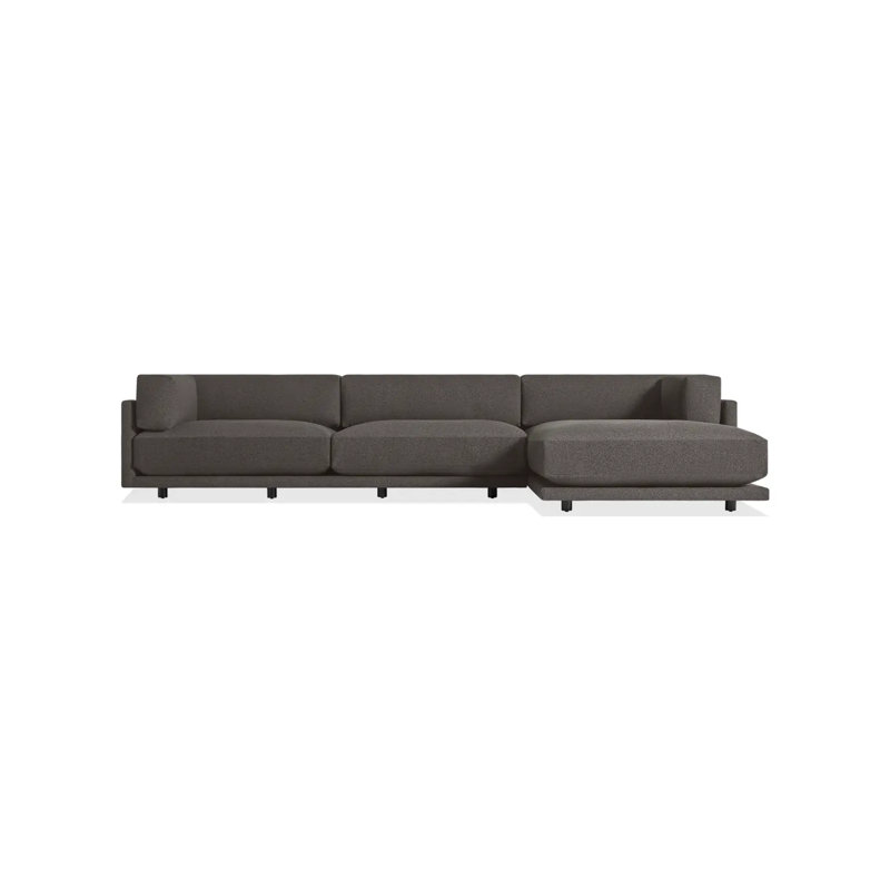 Sunday Chaise Sectional, Left Hand Facing, Kelso Charcoal 100% Polyester