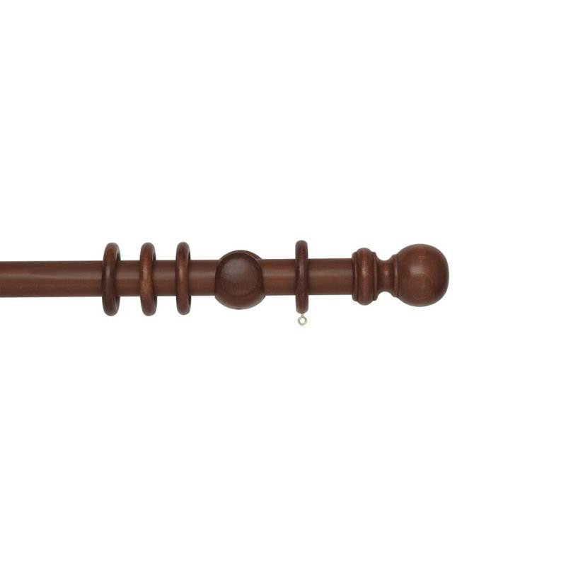 Curtain Pole and Hardware Set, Rosewood, 3.5 cm L x 180 cm W