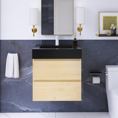 24 In. W Single Sink Wall Mounted Bath Vanity