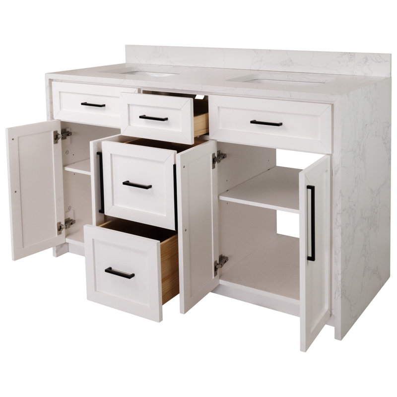 Ensemble de meuble-lavabo double 60 po Akalya, Blanc