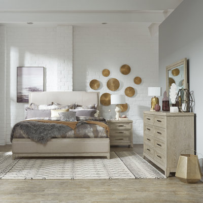 Belmar Upholstered Bed, Dresser & Mirror, Nightstand Bedroom Set