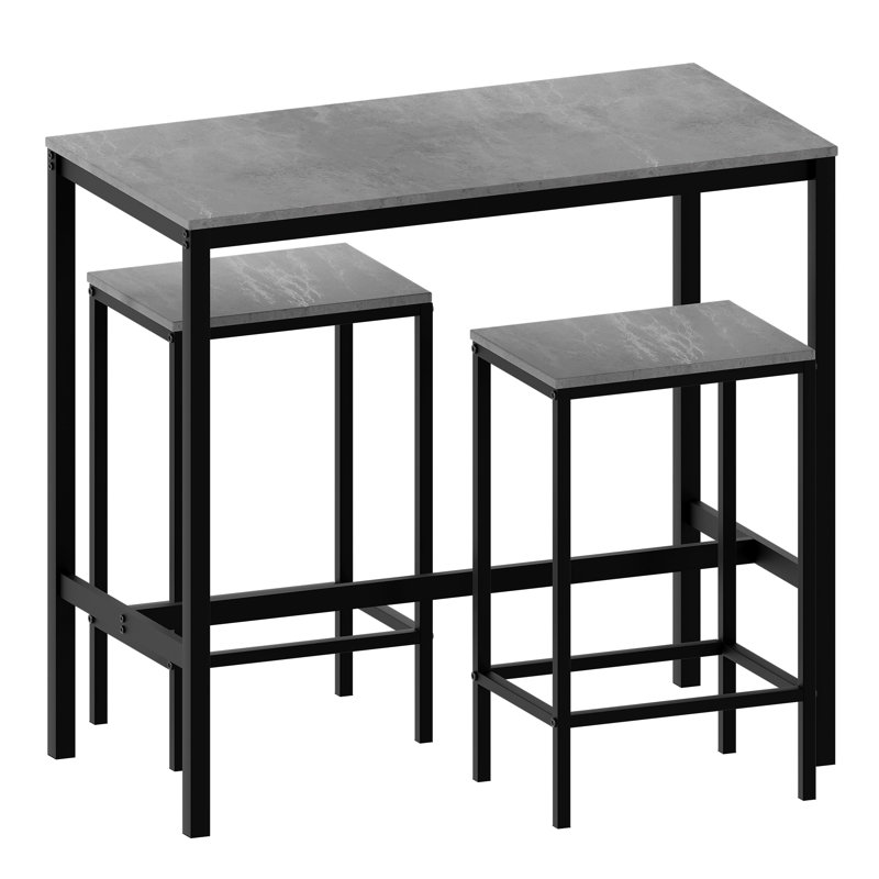 Addlyn 2 - Person Dining Set, Grey/Black, Grey, Black