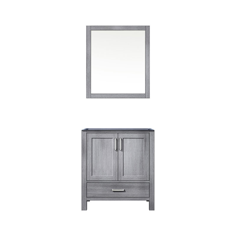 Meuble-lavabo gris vieilli de 76 cm de largeur et 56 cm de profondeur, miroir de 71 cm, entièrement assemblé, système de rangement pour salle de bain, tiroir de rangement et accessoires.