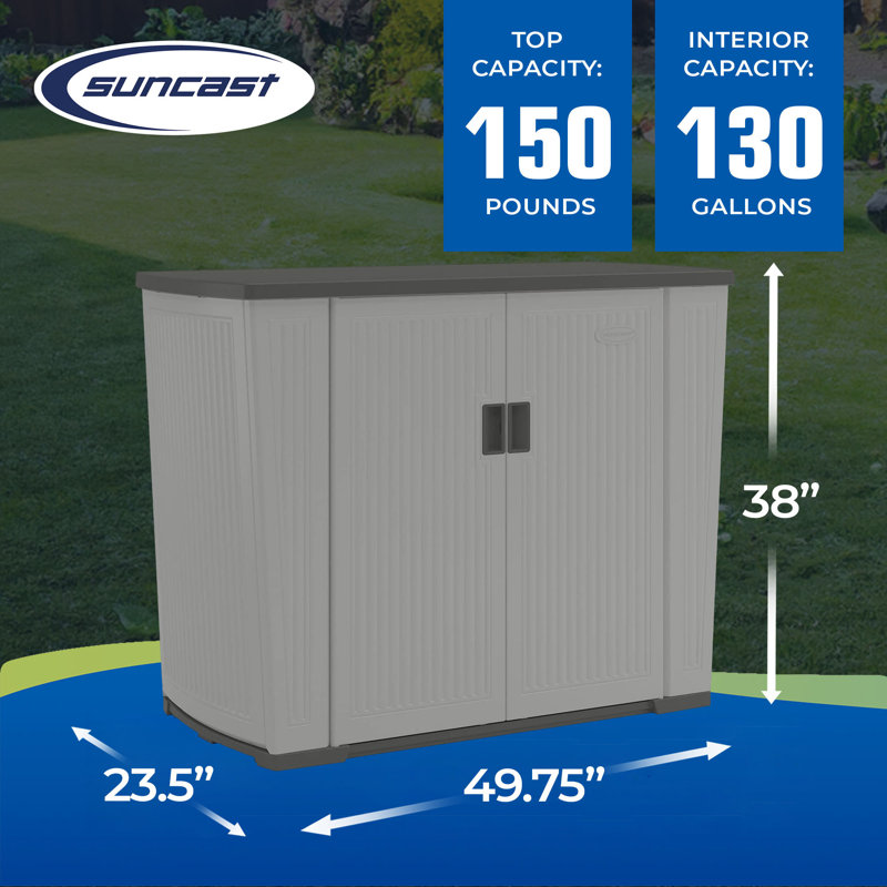 Coffre de terrasse en plastique gris tourterelle 130 gallons Suncast
