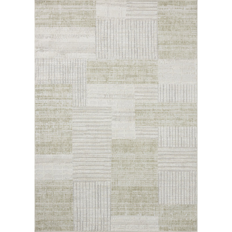 Tapis Loloi Roxie en lin et sauge, 6 pi 3 po x 9 pi 3 po