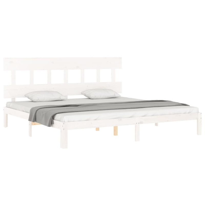 Highlands Solid Wood Bed, 200 x 200cm, White