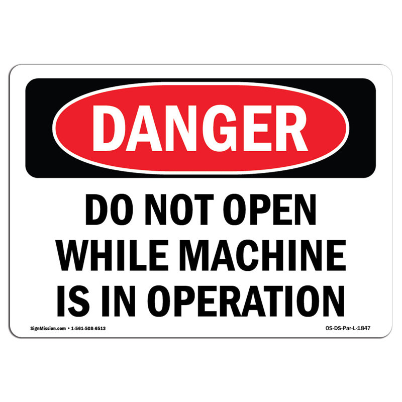 Ne pas ouvrir pendant que la machine est en marche, panneau en aluminium 12 x 18, H 12 po x l 18 po x P 0,1 po