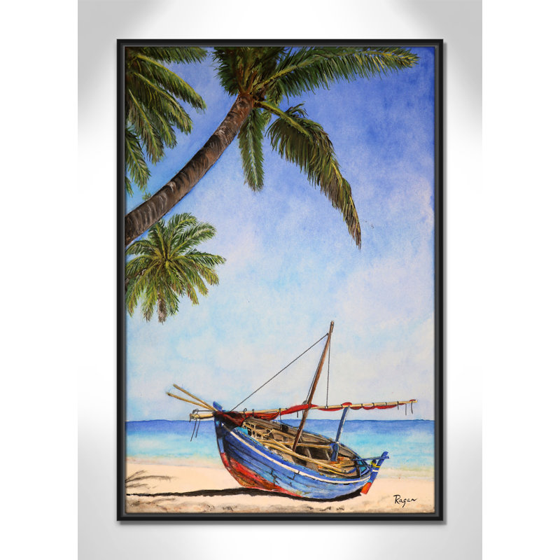 Imprimé «Rashebia Beached Boat» par Mike Ragan pour, Noir, H 37,5 po x l 25,5 po