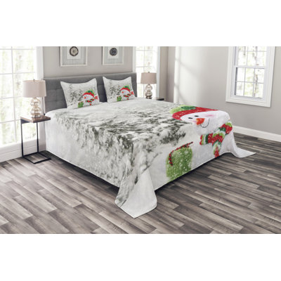 White/Grey/Red 100% Microfibre Bedspread