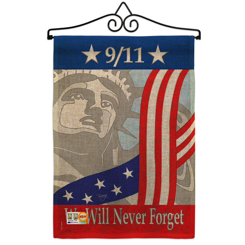 En toile jute 19 po x l 13 po septembre 11 patriotique 2 côtés ensemble de drapeau