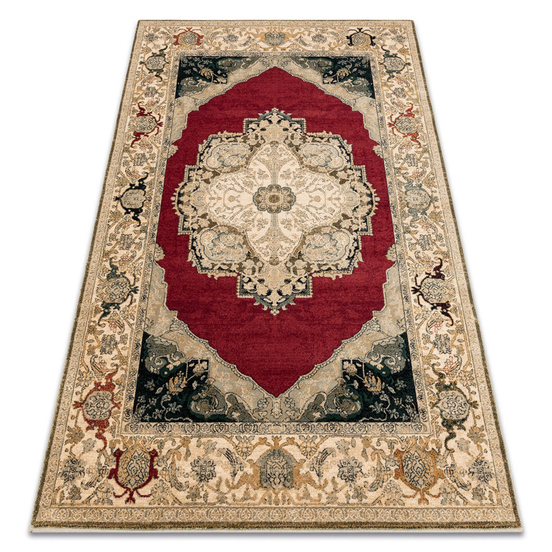 Amalfi Oriental Wool Area Rug, Rectangular 170 x 235cm, Beige/Red