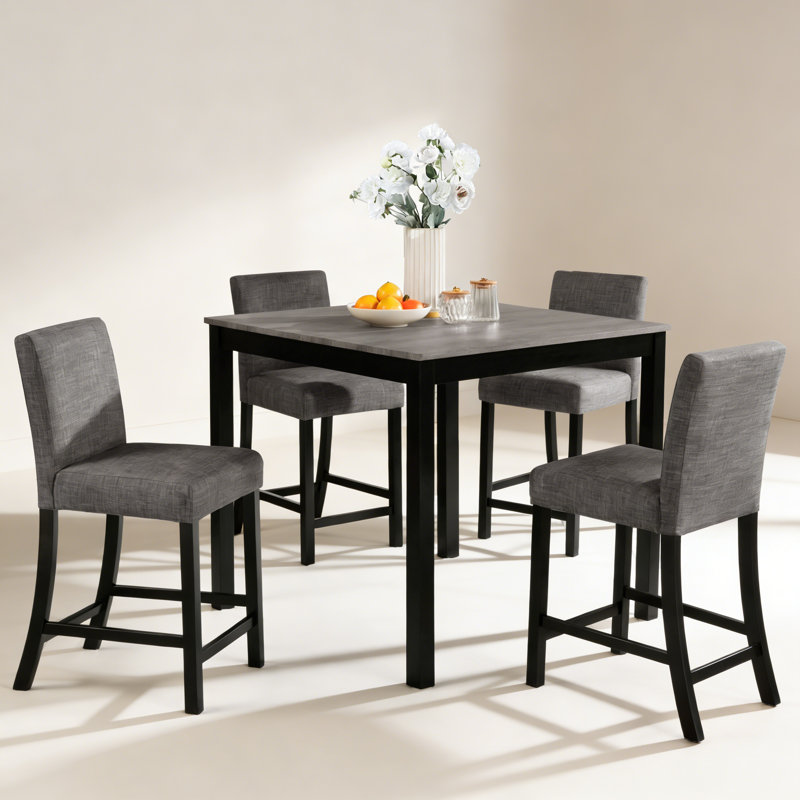 Ensemble de table 5 pièces à hauteur de comptoir avec 4 chaises, ensemble de table à hauteur de comptoir pour 4 personnes, ensemble de table à hauteur de comptoir en bois
