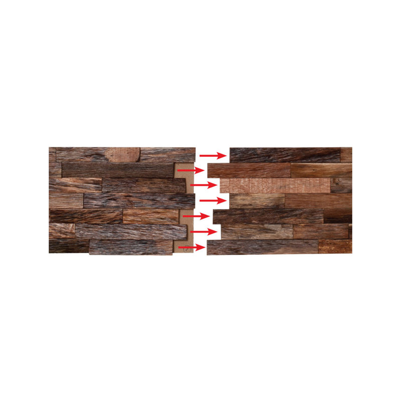 3/4 in x 7-7/8 in x 23-5/8 in Natural Mahogany 3D Solid Hardwood Interlocking Wall Plank