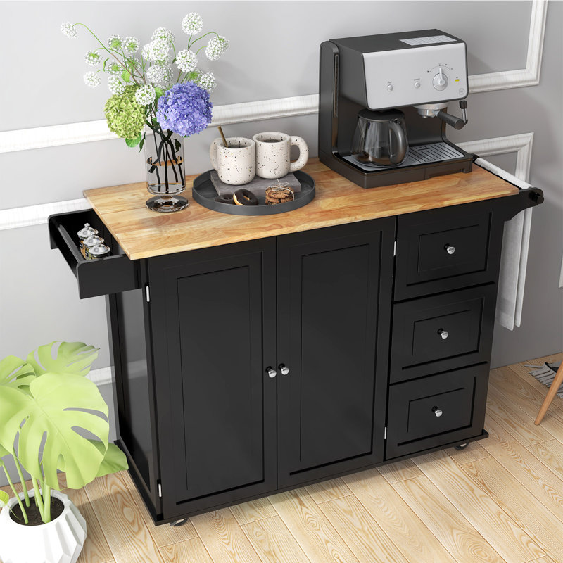 Solid Wood Top Kitchen Cart