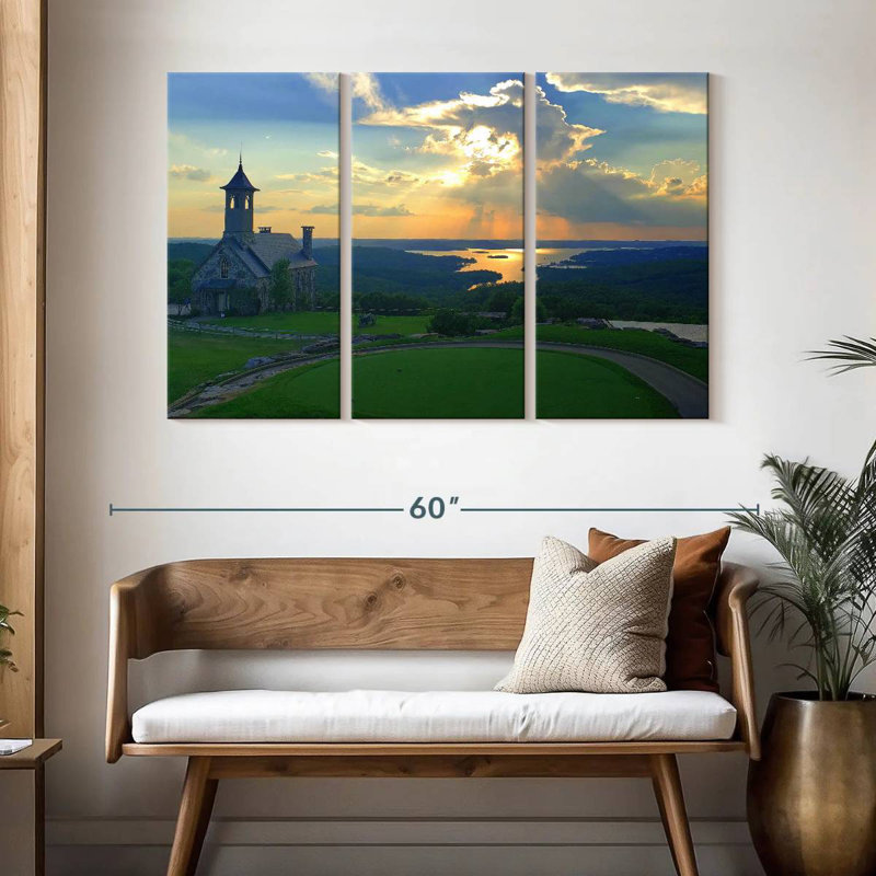 Adella Ozarks Chapel At Sunset, 32" H x 50" W