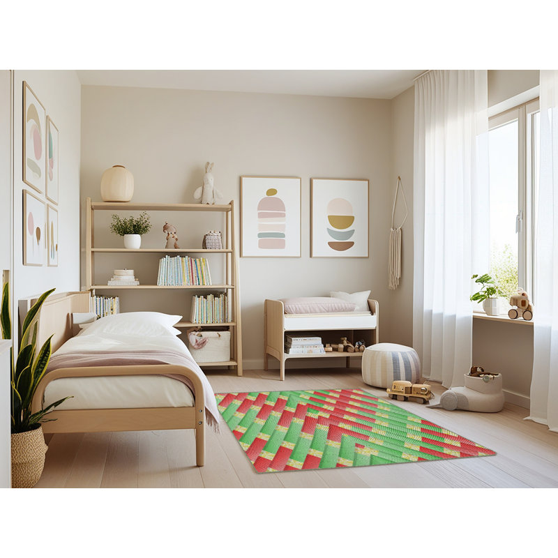 Tapis orange / vert mer, Rectangle 4 pi x 6 pi