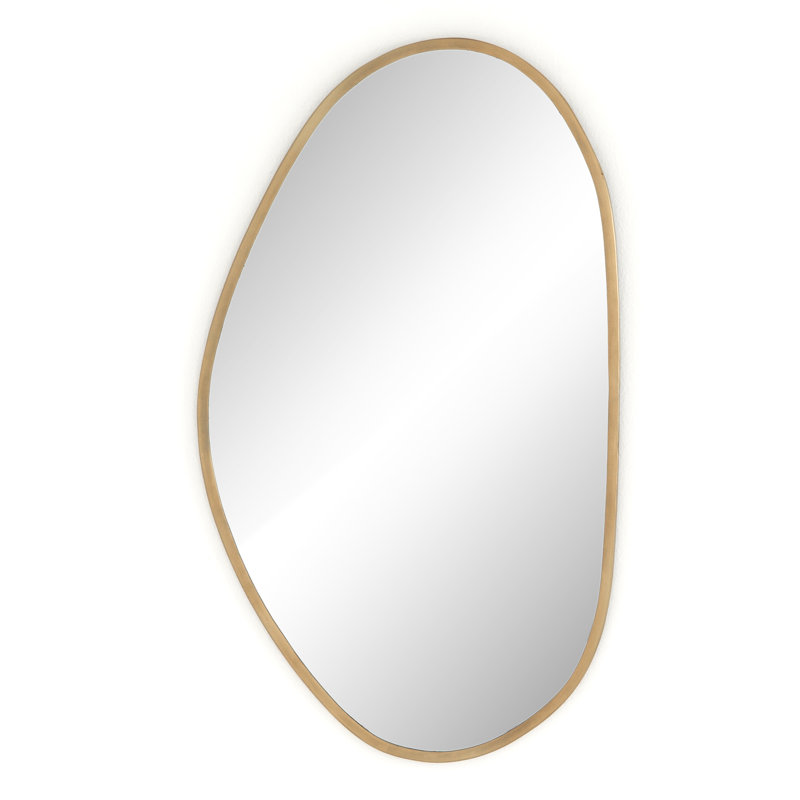 Brinley Flat Metal Wall Mirror, Antique Brass