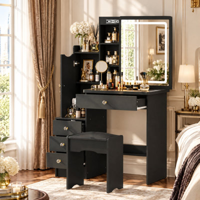 Ensemble de coiffeuse avec tabouret et miroir