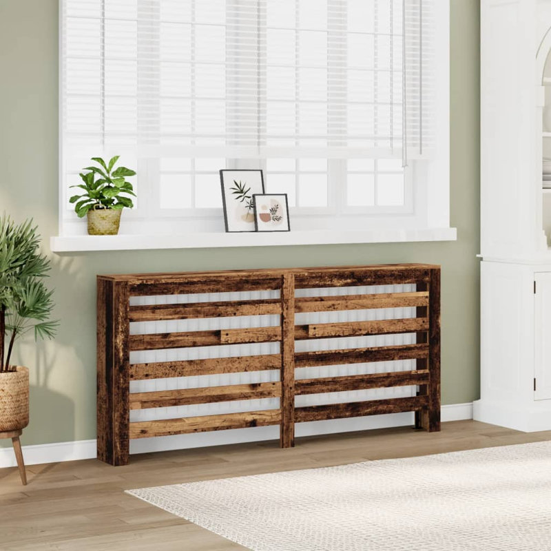 Extra Large Radiator Cover, Old Wood, 175 x 20 x 82 cm, Horizontal Slats