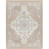 Hand-Knotted High-Quality Ivory and Cream Area Rug