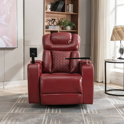 Fauteuil inclinable électrique pivotant de 270 degrés en cuir polyuréthane avec plateau
