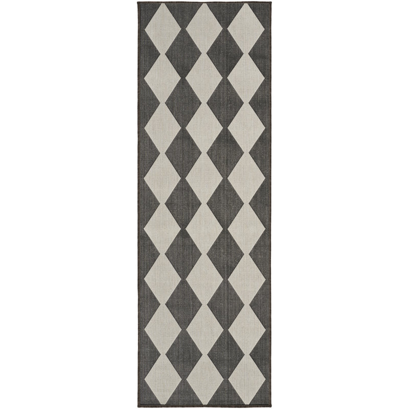 Rectangle Positano Indoor/Outdoor Area Rug, Runner 2'2" x 8', Black
